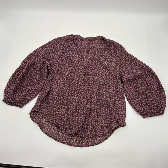 Ann taylor LOFT | Floral Purple Blouse | size large - Picture 7 of 8